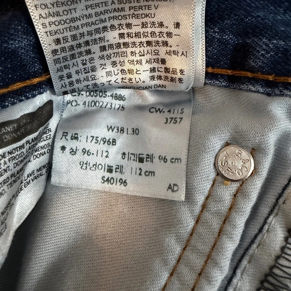Levis Mens Jeans 38x30 Blue 505 Regular‎ Fit Straight Leg Denim Pants Western